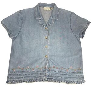 Casey and Max chambray embroidered top